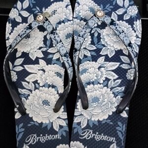 Brighton Navy and White Floral Sandals